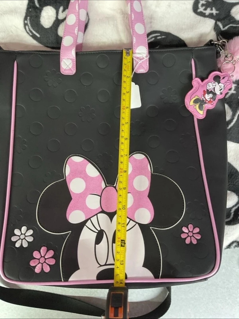 Disney Black Tote Bag with Pink Minnie Mouse Bow Accents - Picture 8 of 8